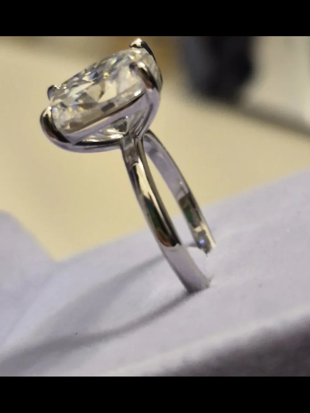 VVS1 5 Carat * Cushion-Cut Moissanite Ring in Size 5.5 US *